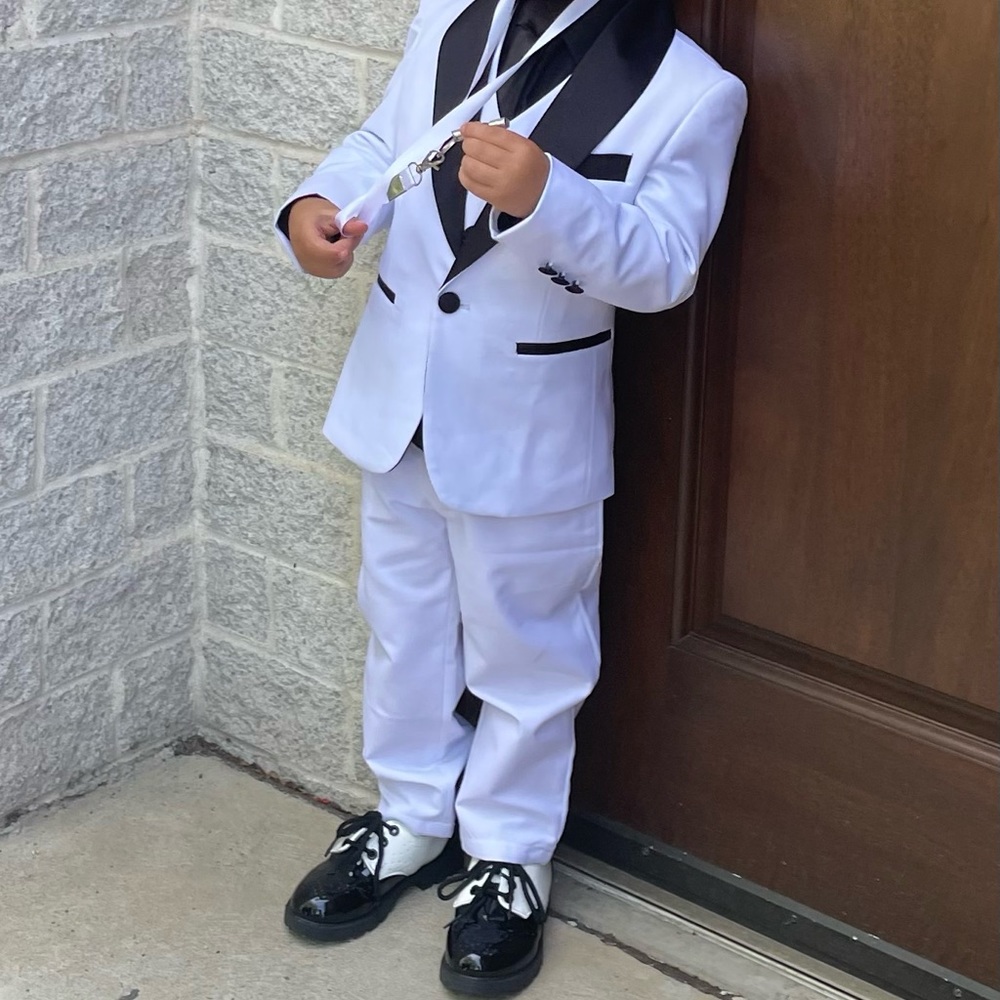 Toddler boy white and black tuxedo set